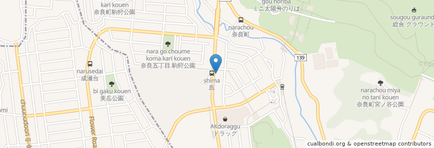 Mapa de ubicacion de こんどう歯科医院 en 일본, 가나가와현, 요코하마시, 青葉区.