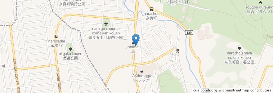 Mapa de ubicacion de 旬食・おそば なごみ en 일본, 가나가와현, 요코하마시, 青葉区.