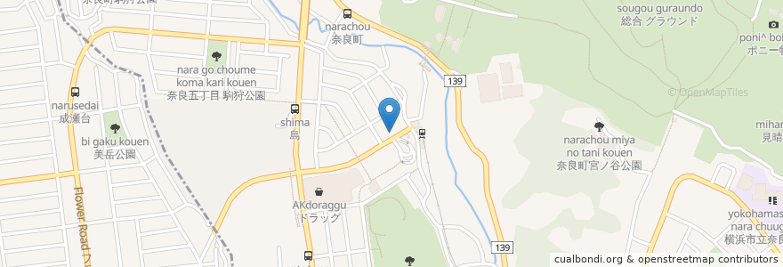 Mapa de ubicacion de ユニバーサルケア介護保険センター en Japon, Préfecture De Kanagawa, 横浜市, 青葉区.