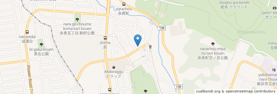Mapa de ubicacion de あそびんご en 일본, 가나가와현, 요코하마시, 青葉区.