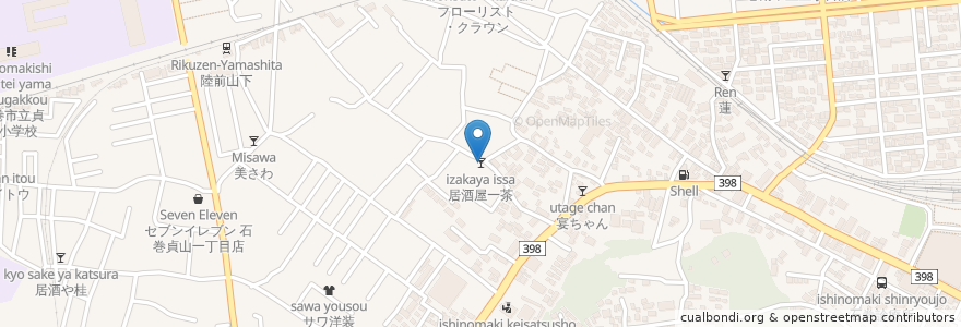 Mapa de ubicacion de 居酒屋一茶 en Jepun, 宮城県, 石巻市.