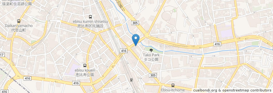 Mapa de ubicacion de 惠比壽橫丁 en Giappone, Tokyo, Shibuya, 渋谷区.
