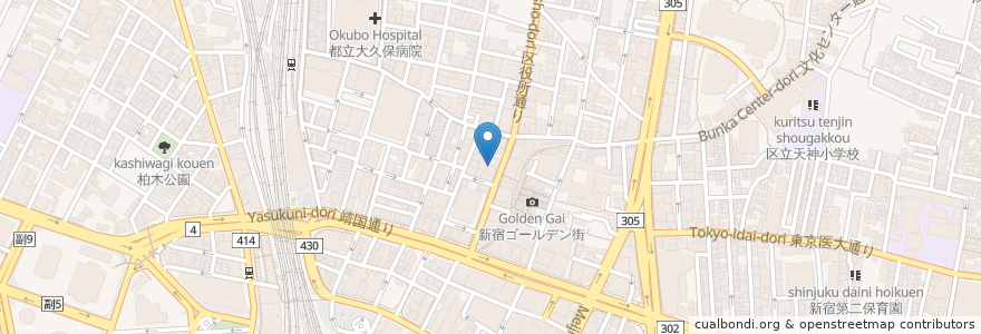 Mapa de ubicacion de 歌虎河豚亭 en 日本, 東京都, 新宿区.