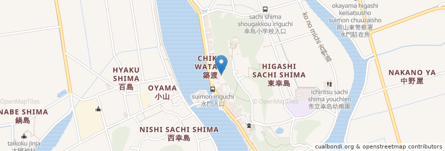 Mapa de ubicacion de 神田稲荷 en 日本, 岡山県, 岡山市, 東区.