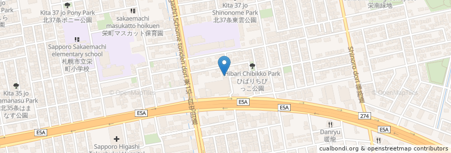 Mapa de ubicacion de アルファどうぶつ病院 en ژاپن, 北海道, 石狩振興局, 札幌市, 東区.