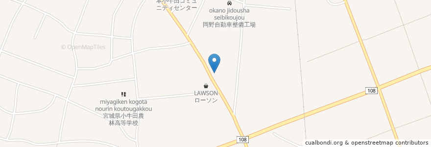 Mapa de ubicacion de 山神社 en Japón, Prefectura De Miyagi, 遠田郡, 美里町.