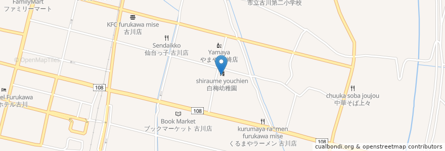 Mapa de ubicacion de 白梅幼稚園 en Japon, Préfecture De Miyagi, 大崎市.