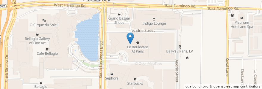 Mapa de ubicacion de Cafe Belle Madeleine en 美利坚合众国/美利堅合眾國, 内华达州 / 內華達州, Clark County, Paradise.
