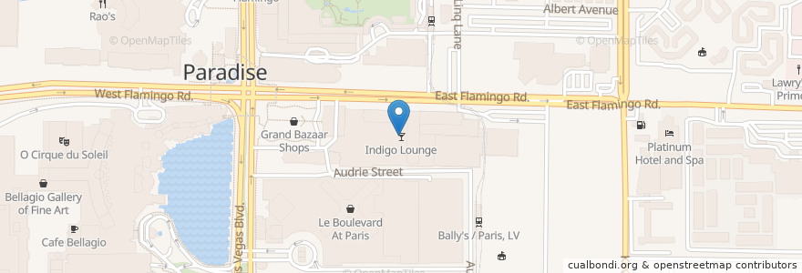 Mapa de ubicacion de Indigo Lounge en Stati Uniti D'America, Nevada, Clark County, Paradise.