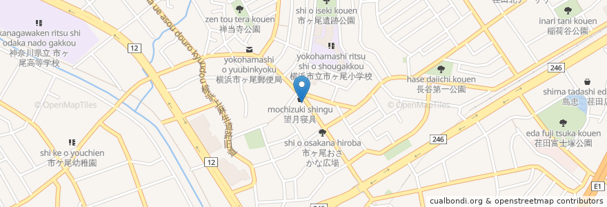 Mapa de ubicacion de やき鳥そうま en 日本, 神奈川県, 横浜市, 青葉区.