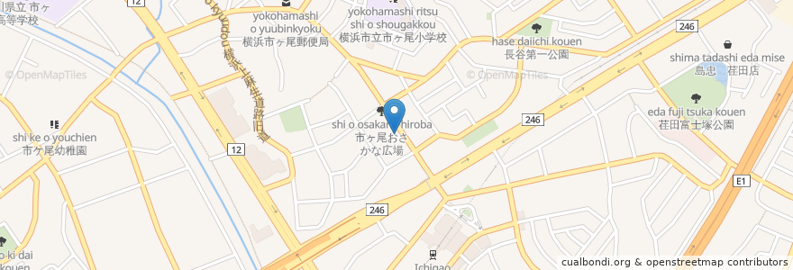 Mapa de ubicacion de ラーメン濱正 en Japón, Prefectura De Kanagawa, Yokohama, 青葉区.