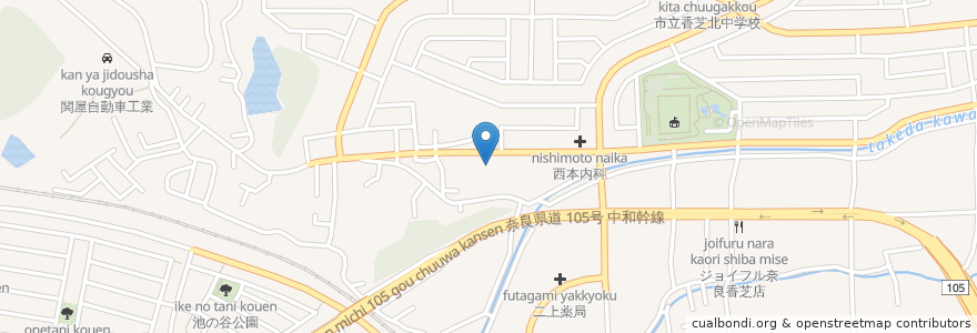 Mapa de ubicacion de ココカラファイン en 일본, 나라현, 香芝市.