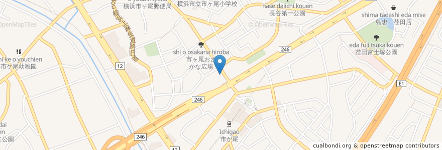 Mapa de ubicacion de ファミリア歯科 en 日本, 神奈川県, 横浜市, 青葉区.
