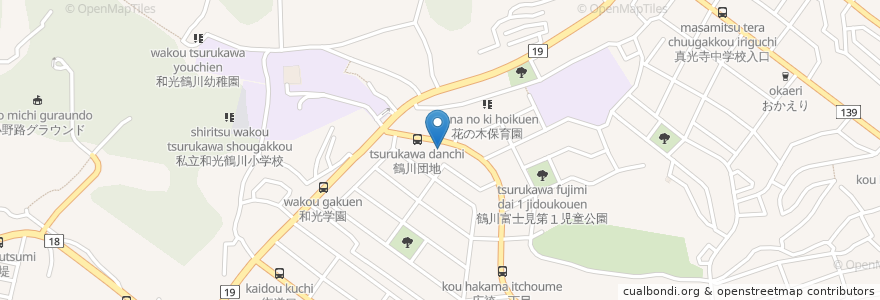 Mapa de ubicacion de 町田鶴川四郵便局 en Japão, Tóquio, 町田市.