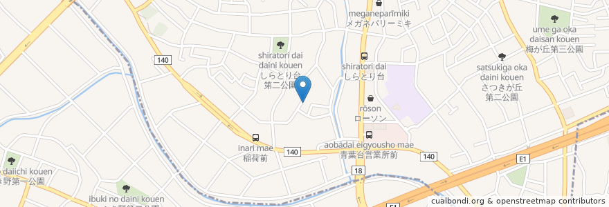 Mapa de ubicacion de しらとり台自治会館 en ژاپن, 神奈川県, 横浜市, 緑区, 青葉区.