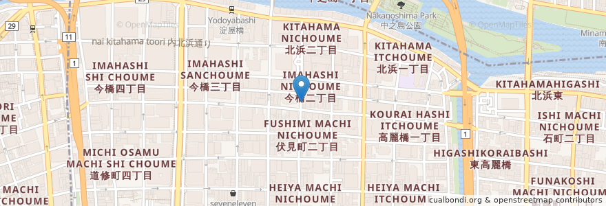 Mapa de ubicacion de 串ダイニング en Japon, Préfecture D'Osaka, 大阪市, 中央区, 北区.