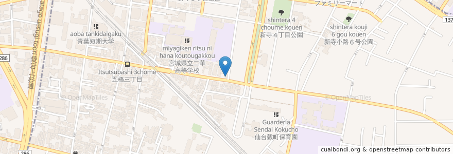 Mapa de ubicacion de 音楽教室 en Japão, 宮城県, 仙台市, 若林区.
