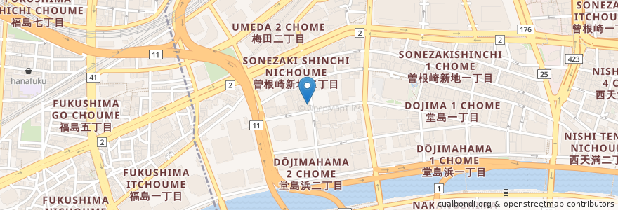 Mapa de ubicacion de 囲炉裏と釜飯 しずる en Japan, Osaka Prefecture, Osaka, Kita Ward.