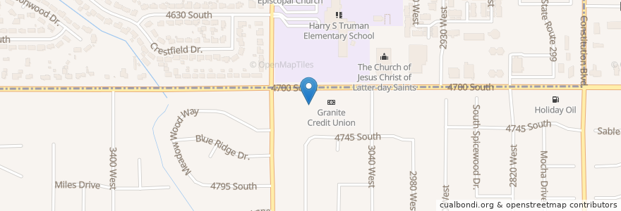 Mapa de ubicacion de Hercules Credit Union en Estados Unidos De América, Utah, Salt Lake County, Taylorsville.