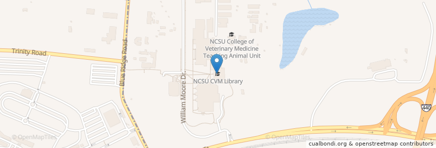 Mapa de ubicacion de NCSU CVM Library en États-Unis D'Amérique, Caroline Du Nord, Wake County, Raleigh.