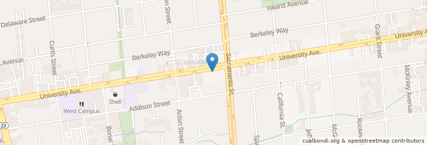 Mapa de ubicacion de Mail Boxes & More en États-Unis D'Amérique, Californie, Comté D'Alameda, Berkeley.