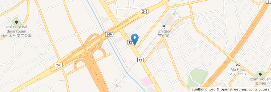 Mapa de ubicacion de たかせ en 日本, 神奈川県, 横浜市, 青葉区.