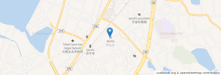 Mapa de ubicacion de どんと en 日本, 愛媛県, 伊予市.