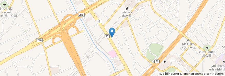 Mapa de ubicacion de 横浜スパイシークラブ en اليابان, كاناغاوا, 横浜市, 青葉区.