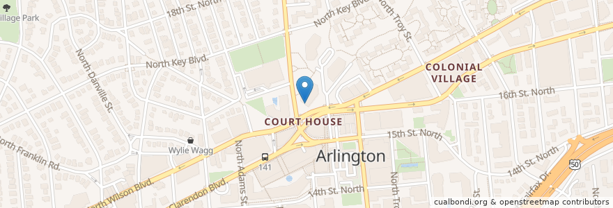Mapa de ubicacion de Corner Bakery en アメリカ合衆国, バージニア州, Arlington County, Arlington.