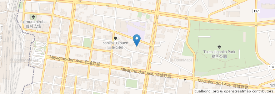 Mapa de ubicacion de 願行寺 en 日本, 宮城県, 仙台市, 宮城野区.