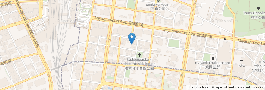 Mapa de ubicacion de 仙台医療秘書福祉専門学校 en Japon, Préfecture De Miyagi, 仙台市, 青葉区, 宮城野区.