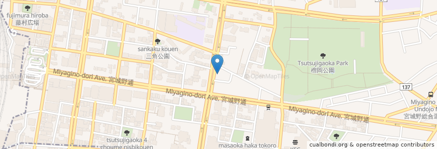 Mapa de ubicacion de 仙台リゾート&スポーツ専門学校 en 일본, 미야기현, 仙台市, 宮城野区.