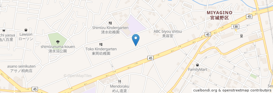 Mapa de ubicacion de ひまわりデンタルクリニック en 일본, 미야기현, 仙台市, 宮城野区.
