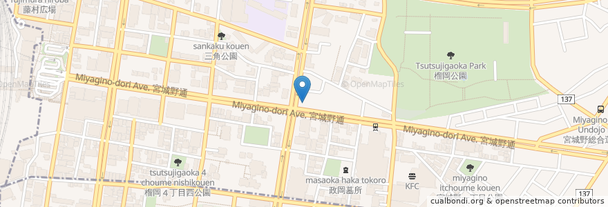 Mapa de ubicacion de 慈恩寺 en Japon, Préfecture De Miyagi, 仙台市, 宮城野区.