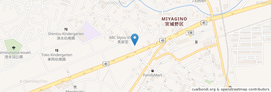 Mapa de ubicacion de 豊玉神社 en Japon, Préfecture De Miyagi, 仙台市, 宮城野区.