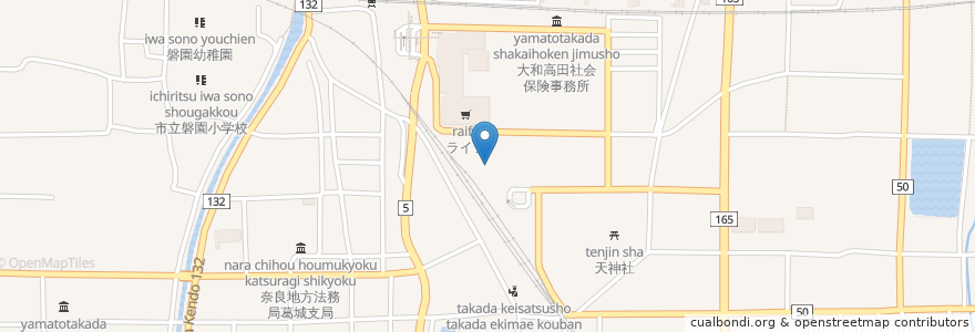 Mapa de ubicacion de 奈良県産業会館 en Japan, 奈良県, 大和高田市.