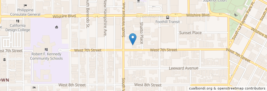 Mapa de ubicacion de KoBaWoo Restaurant en アメリカ合衆国, カリフォルニア州, Los Angeles County, ロサンゼルス.