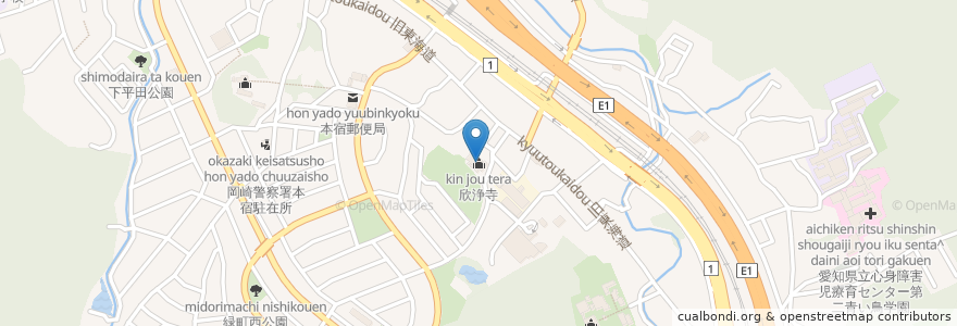 Mapa de ubicacion de 欣浄寺 en 日本, 愛知県, 岡崎市.