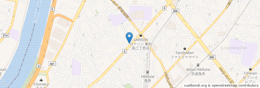 Mapa de ubicacion de 東向島珈琲店 en Japon, Tokyo, 墨田区.