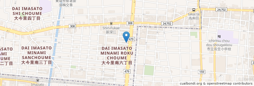 Mapa de ubicacion de ketchen 木の子 en Jepun, 大阪府, 大阪市, 東成区.