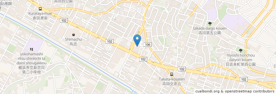 Mapa de ubicacion de 横浜銀行 en Japan, Kanagawa Prefecture, Yokohama, Kohoku Ward.