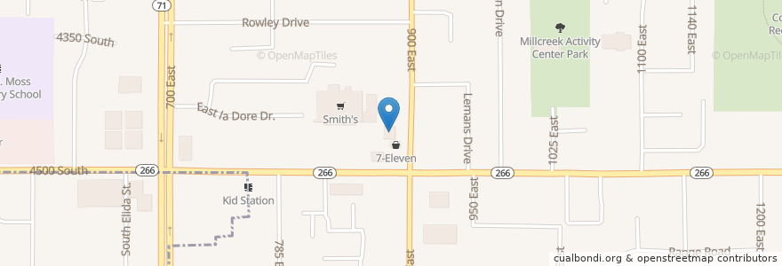 Mapa de ubicacion de Pizza Hut en 미국, 유타 주, Salt Lake County, Millcreek.