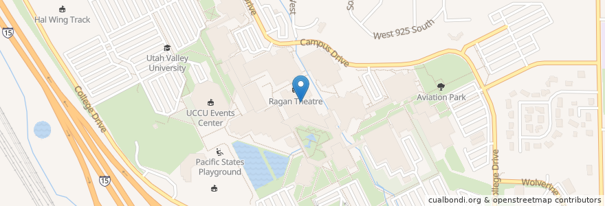 Mapa de ubicacion de Ragan Theatre en アメリカ合衆国, ユタ州, Utah County, Orem.