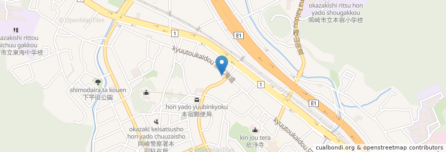Mapa de ubicacion de 豊川信用金庫本宿支店 en ژاپن, 愛知県, 岡崎市.