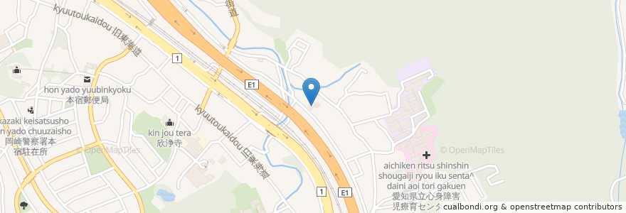 Mapa de ubicacion de 本宿学区市民ホーム en 일본, 아이치현, 岡崎市.