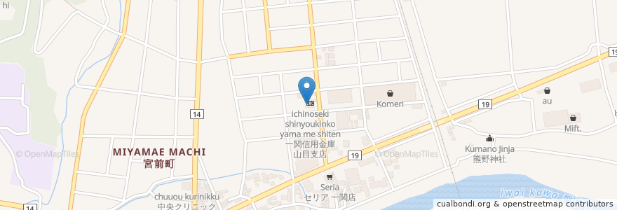 Mapa de ubicacion de 一関信用金庫山目支店 en 日本, 岩手県, 一関市.