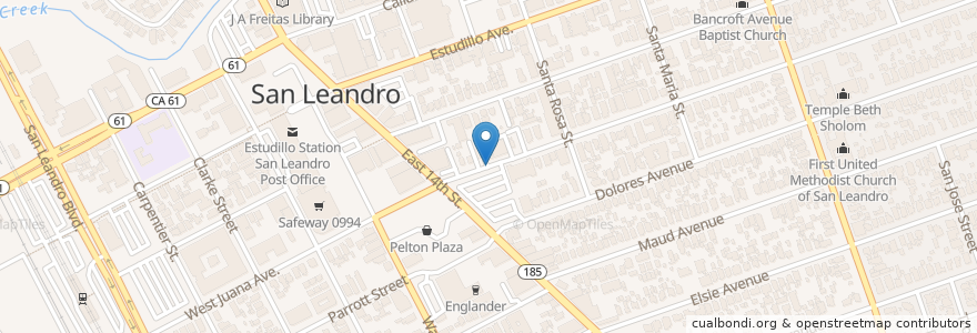 Mapa de ubicacion de San Leandro Perio en الولايات المتّحدة الأمريكيّة, كاليفورنيا, مقاطعة ألاميدا (كاليفورنيا), San Leandro.