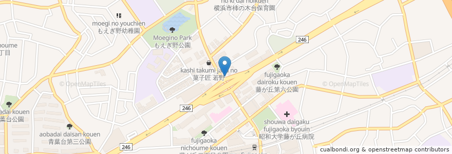 Mapa de ubicacion de トラットリアチンチン en 일본, 가나가와현, 요코하마시, 青葉区.