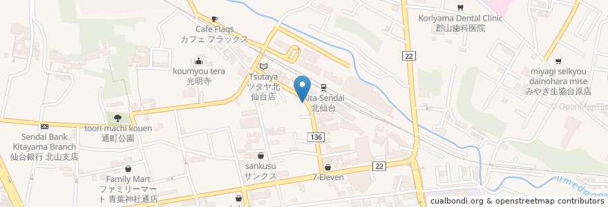 Mapa de ubicacion de ホルモン食堂食樂 北仙台駅前店 en 日本, 宫城县, 仙台市, 青葉区.