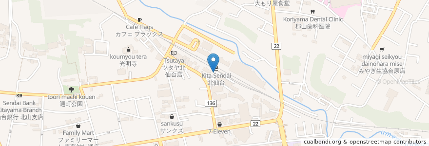 Mapa de ubicacion de そば将軍 北仙台店 en ژاپن, 宮城県, 仙台市, 青葉区.